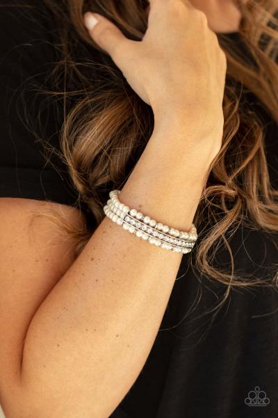 Vintage Beam - White Bracelet 