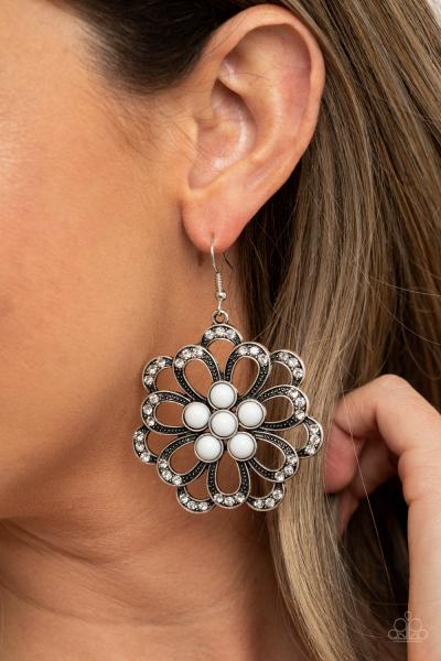 Dazzling Dewdrops - White Earring 