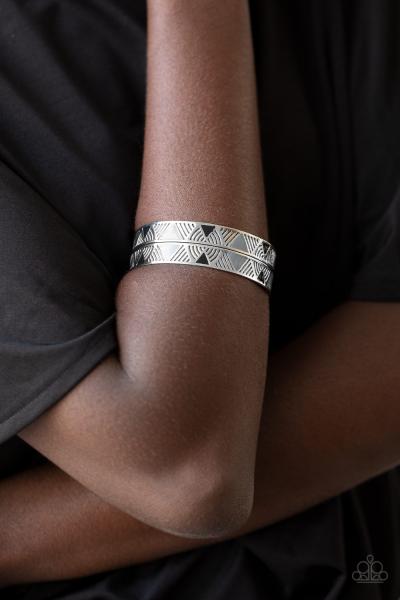 Hidden Glyphs - Silver Cuff Bracelet 