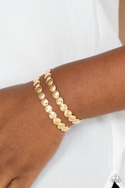On The Spot Shimmer - Gold Cuff Bracelet 