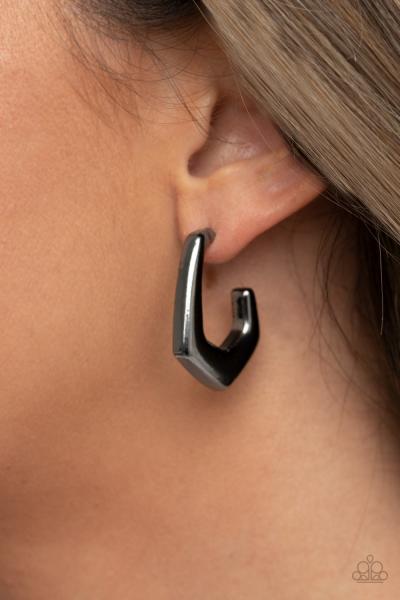 On The Hook - Black Hoop Earring 