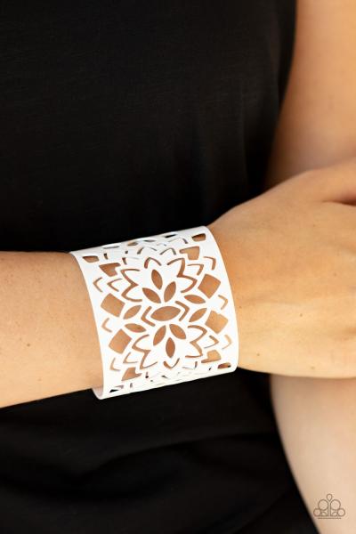 Hacienda Hotspot - White Cuff Bracelet 