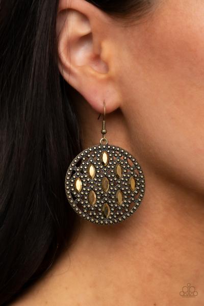 Medallion Stallion - Brass Earring 