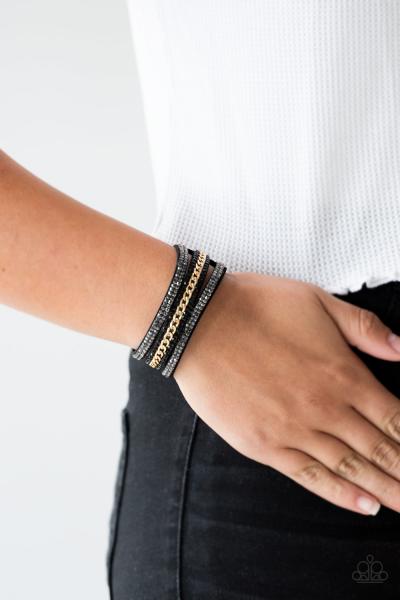 Rollin In Rhinestones - Black Urban Bracelet 