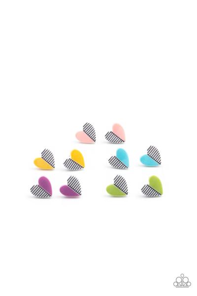 Kids Stripes Heart Post Earring