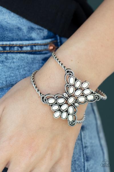 ​Pleasantly Plains - White Cuff Bracelet 