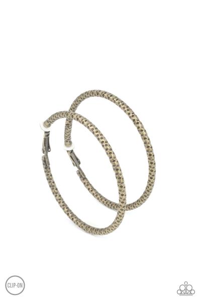 Subtly Sassy - Brass Clip-On Hoop Earring