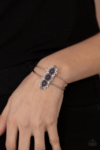 Fairytale Flowerbeds - Purple Cuff Bracelet 