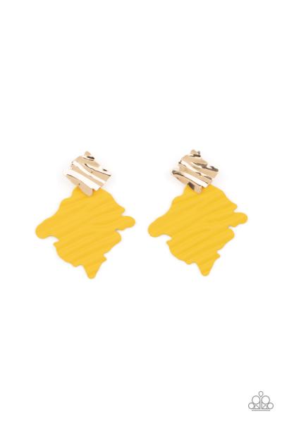 ​Crimped Couture - Yellow Post Earring