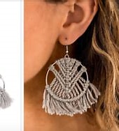 All About Macrame Silver Earring