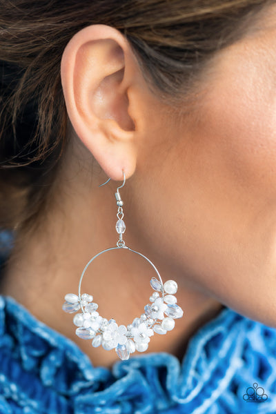 Floating Gardens White Earring