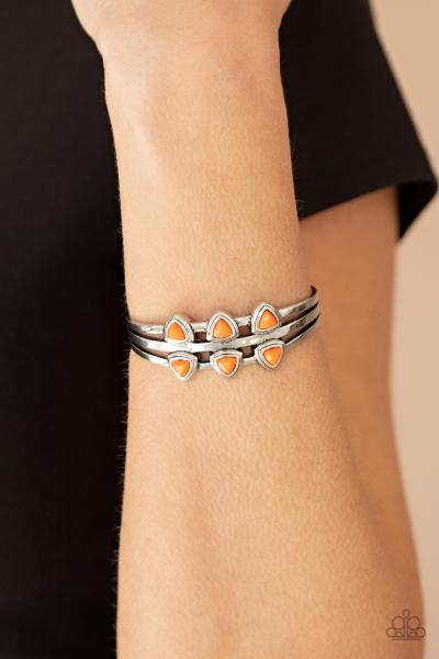 Tribal Triad - Orange Cuff Bracelet