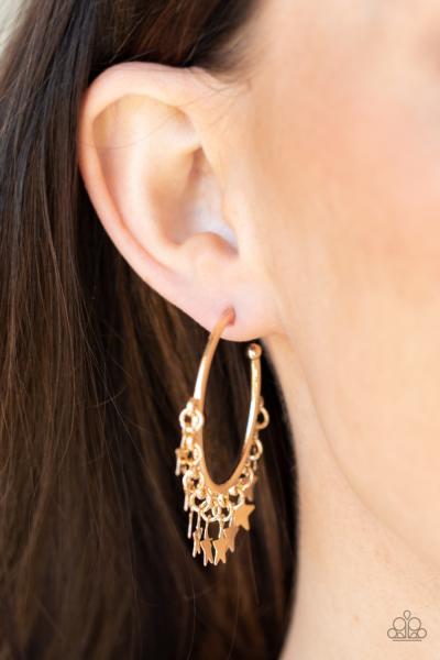 ​Happy Independence Day - Gold Hoop Earring