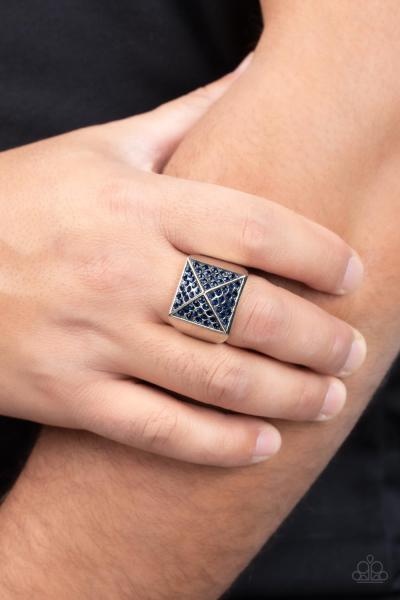 Pyramidal Powerhouse - Blue Mens Ring