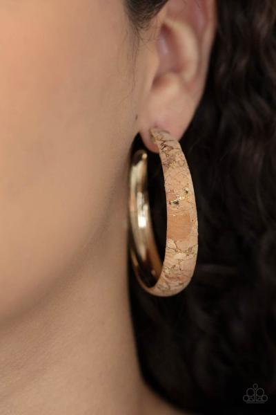 ​A CORK In The Road - Gold Hoop Earring
