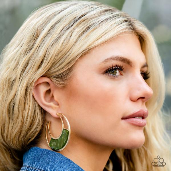 ​Contemporary Curves - Green Hoop Earring