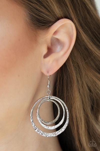 Metallic Ruffle - Silver Earring