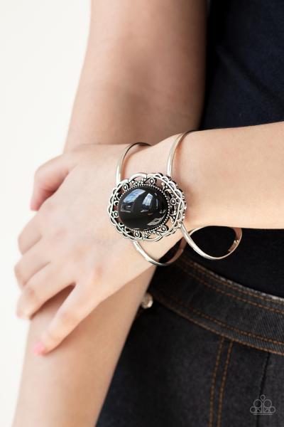 Vibrantly Vibrant - Black Cuff Bracelet